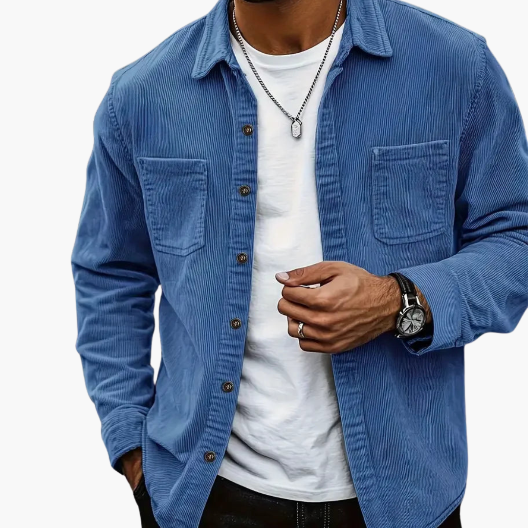 Oliver - Men's Autumn Jacket Casual Smart Corduroy Style with Chest Pockets