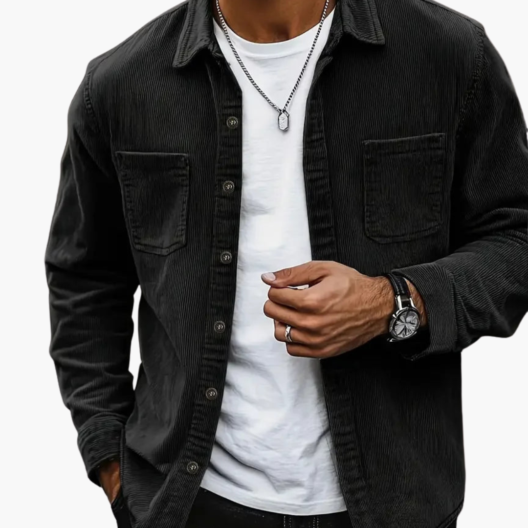 Oliver - Men's Autumn Jacket Casual Smart Corduroy Style with Chest Pockets