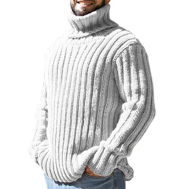 Oliver - Men’s smart chunky knitted turtleneck jumper with ribbed cuffs