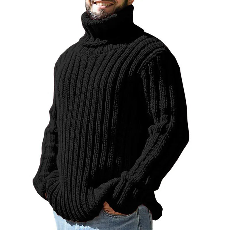 Oliver - Men’s smart chunky knitted turtleneck jumper with ribbed cuffs