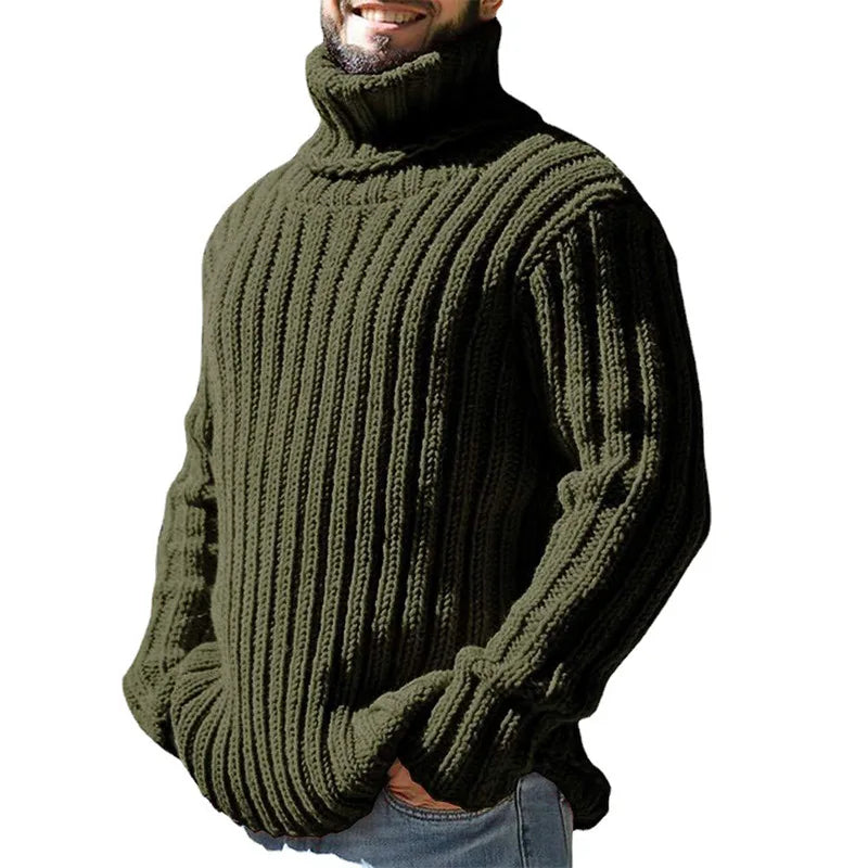 Oliver - Men’s smart chunky knitted turtleneck jumper with ribbed cuffs
