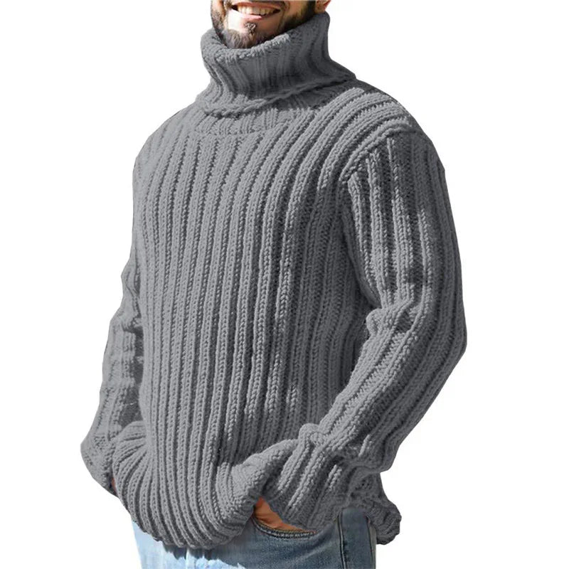 Oliver - Men’s smart chunky knitted turtleneck jumper with ribbed cuffs