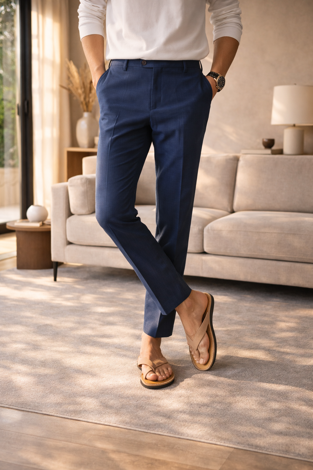 Oliver - Smart Men's Linen Pants with a Tapered Fit and Cropped Length