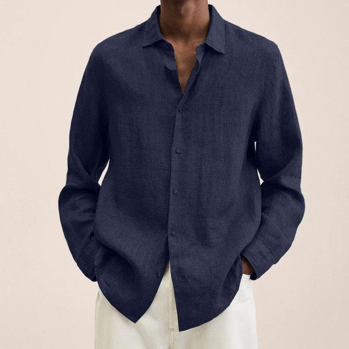 Oliver - Smart Men's Linen Shirt with Long Sleeves and Classic Point Collar