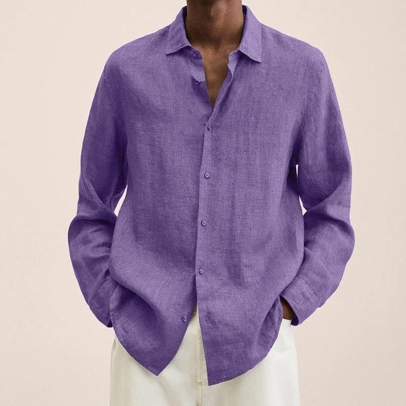 Oliver - Smart Men's Linen Shirt with Long Sleeves and Classic Point Collar