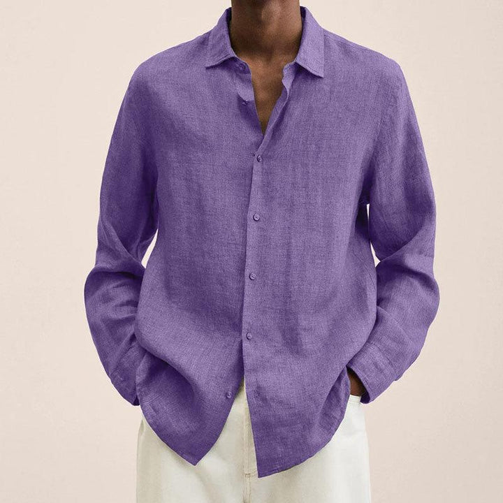 Oliver - Smart Men's Linen Shirt with Long Sleeves and Classic Point Collar