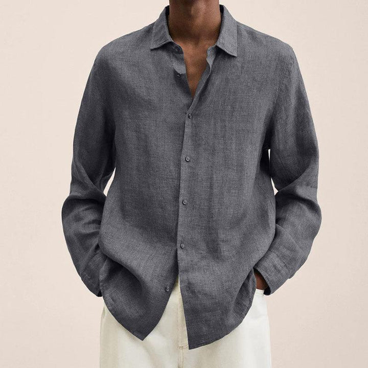 Oliver - Smart Men's Linen Shirt with Long Sleeves and Classic Point Collar