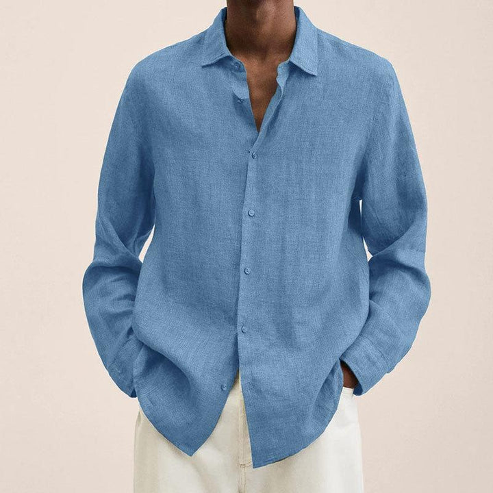 Oliver - Smart Men's Linen Shirt with Long Sleeves and Classic Point Collar