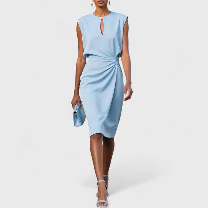 Olivia - Chic Women's Wedding Guest Dress with Keyhole Neckline and Ruched Waist