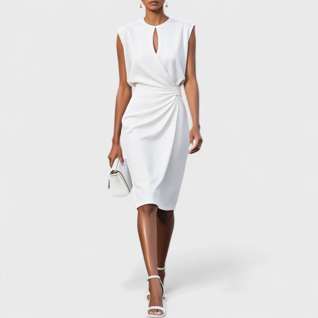 Olivia - Chic Women's Wedding Guest Dress with Keyhole Neckline and Ruched Waist