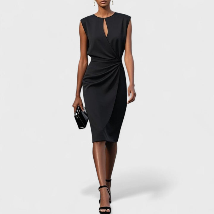 Olivia - Chic Women's Wedding Guest Dress with Keyhole Neckline and Ruched Waist