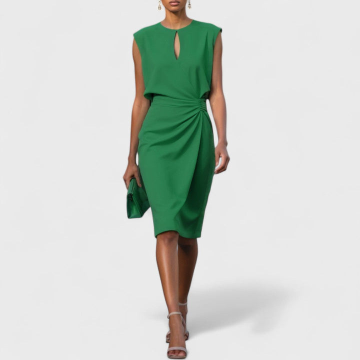 Olivia - Chic Women's Wedding Guest Dress with Keyhole Neckline and Ruched Waist