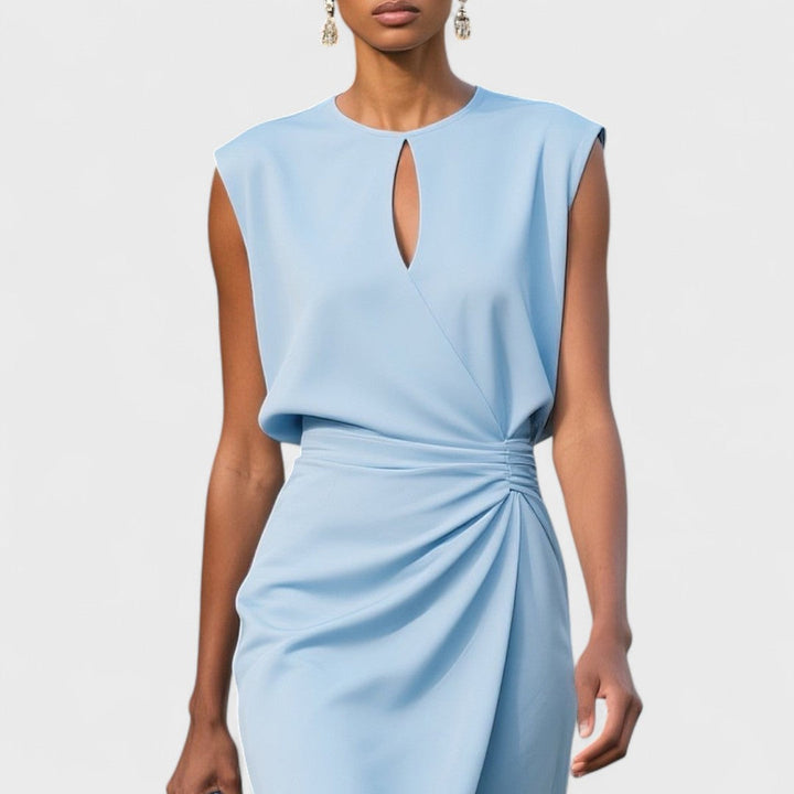 Olivia - Chic Women's Wedding Guest Dress with Keyhole Neckline and Ruched Waist