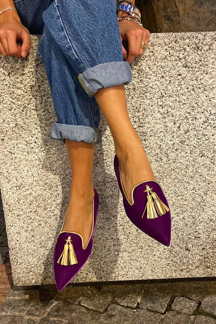 Olivia - Elegant Women's Comfort Loafers with Tassel and Pointed Toe