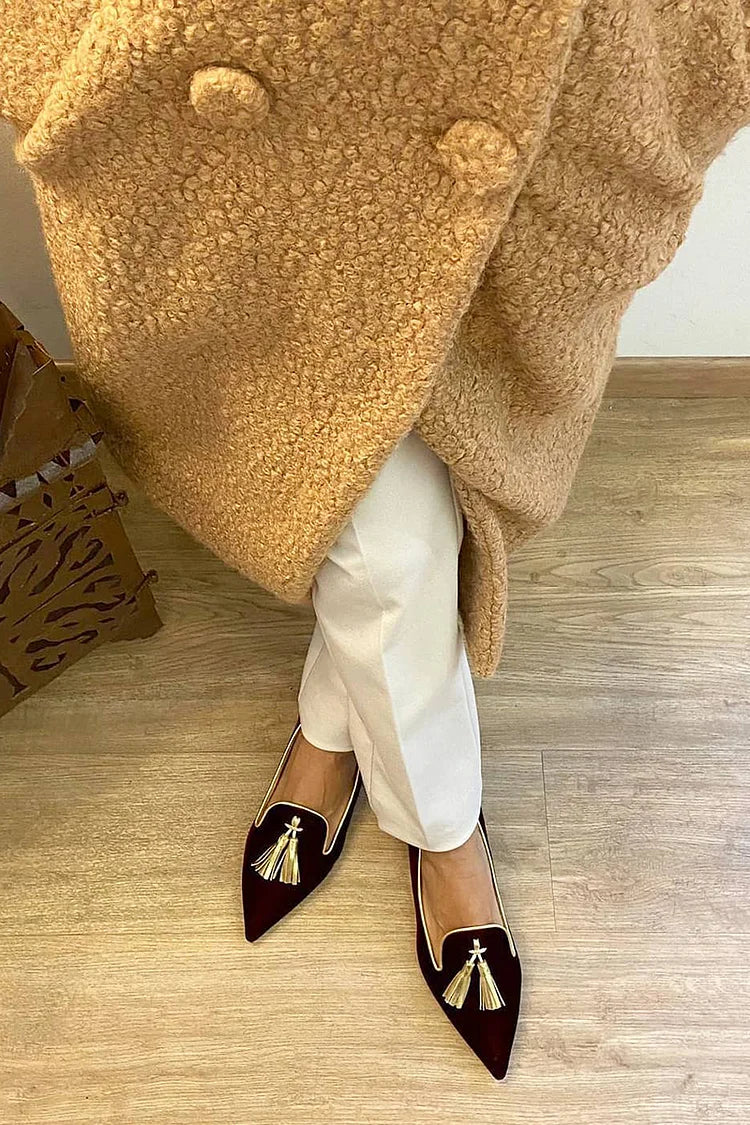 Olivia - Elegant Women's Comfort Loafers with Tassel and Pointed Toe