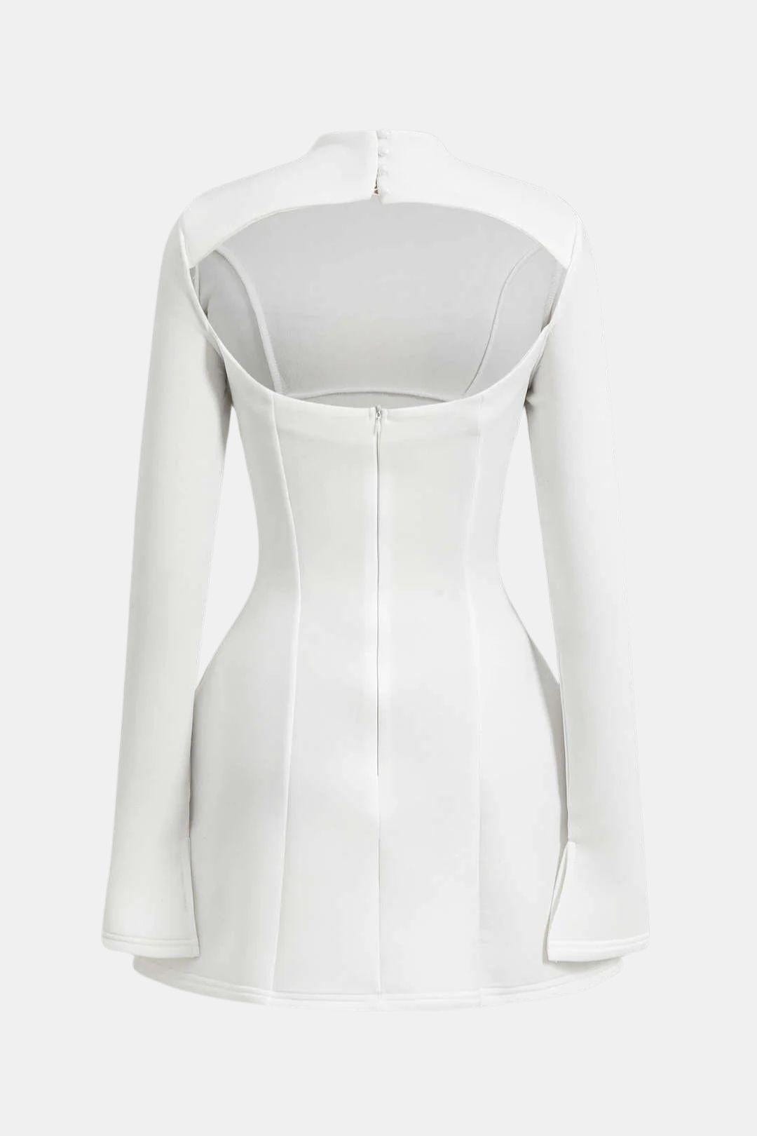 Olivia - Elegant Women's Mini Dress with High Neck and Long Flared Sleeves