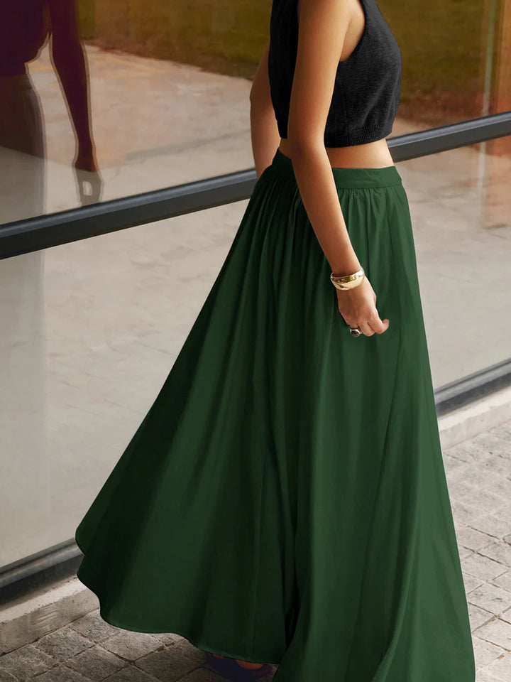 Olivia - Flowy Women's Linen Maxi Skirt with Elasticated Waist and A-Line Silhouette