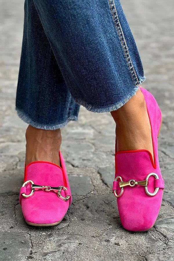 Olivia - Women's Casual Comfort Loafers with Chain Hardware Detail