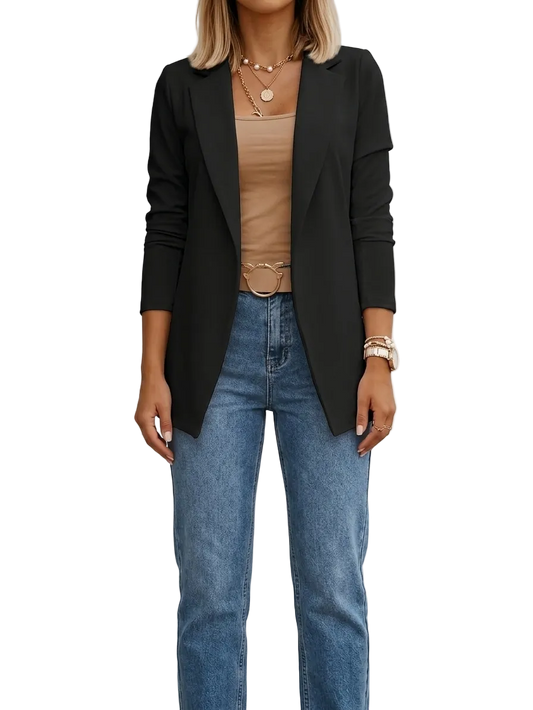 Olivia - Women's Smart Casual Blazer with Open Front and Shawl Lapel