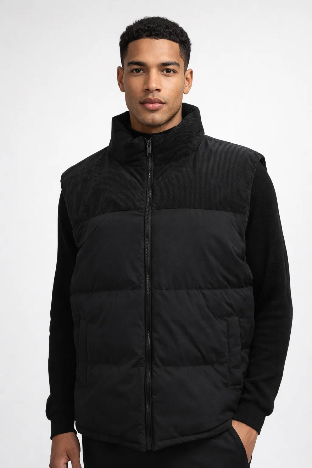 Men's Bodywarmer - Full Zip with Ribbed Stand Collar | Casual