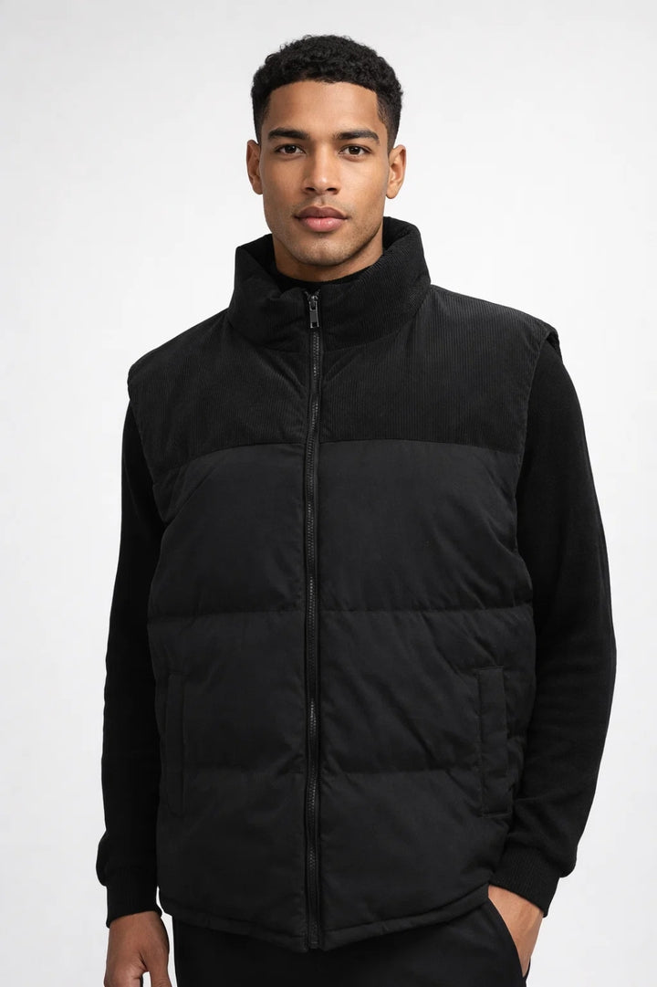 Men's Bodywarmer - Full Zip with Ribbed Stand Collar | Casual