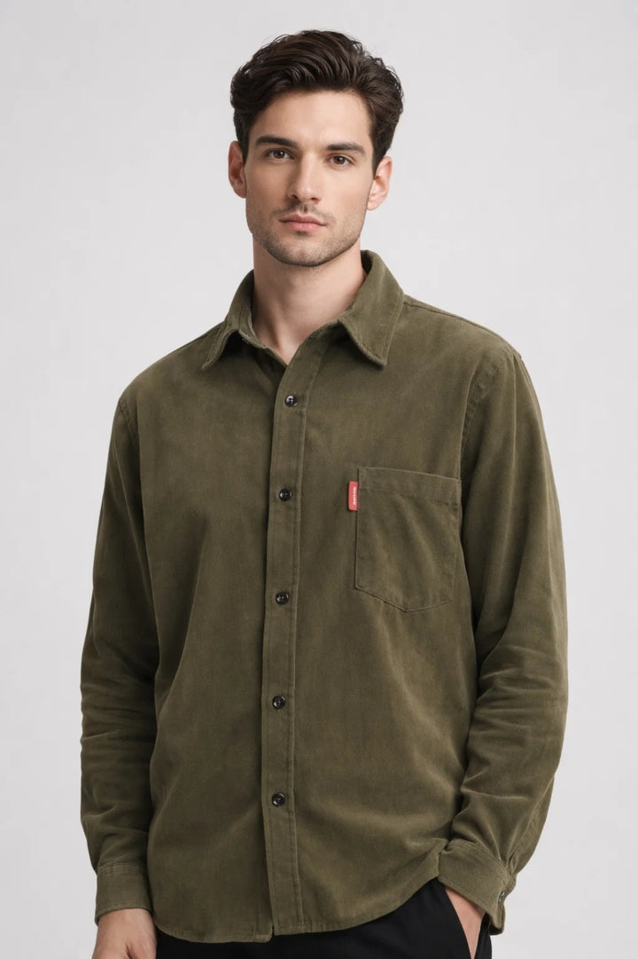 Men's Shirt - Regular Fit Long Sleeve with Chest Pocket | Casual