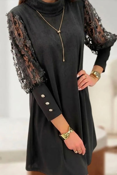 Mini Dress Women - Sequin Sleeves Elegant Party Look
