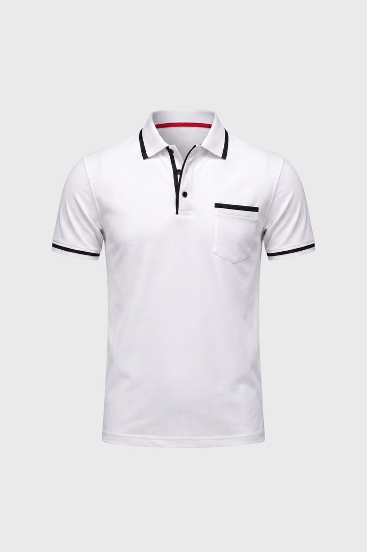 Polo Shirt Men - Contrast Trim Detail with Chest Pocket | Smart