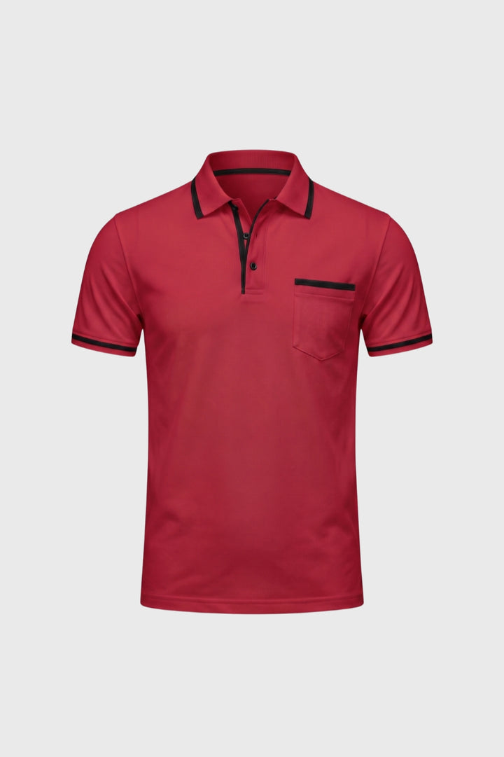 Polo Shirt Men - Contrast Trim Detail with Chest Pocket | Smart