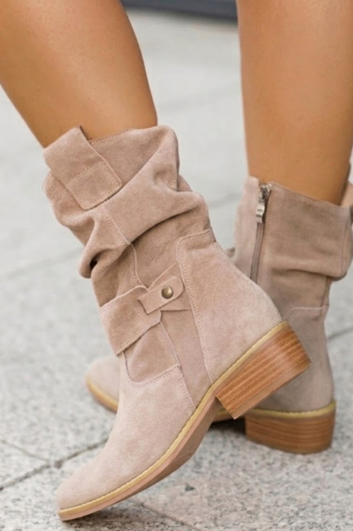 Ankle Boots Women - Slouchy Flat Buckle Detail | Casual
