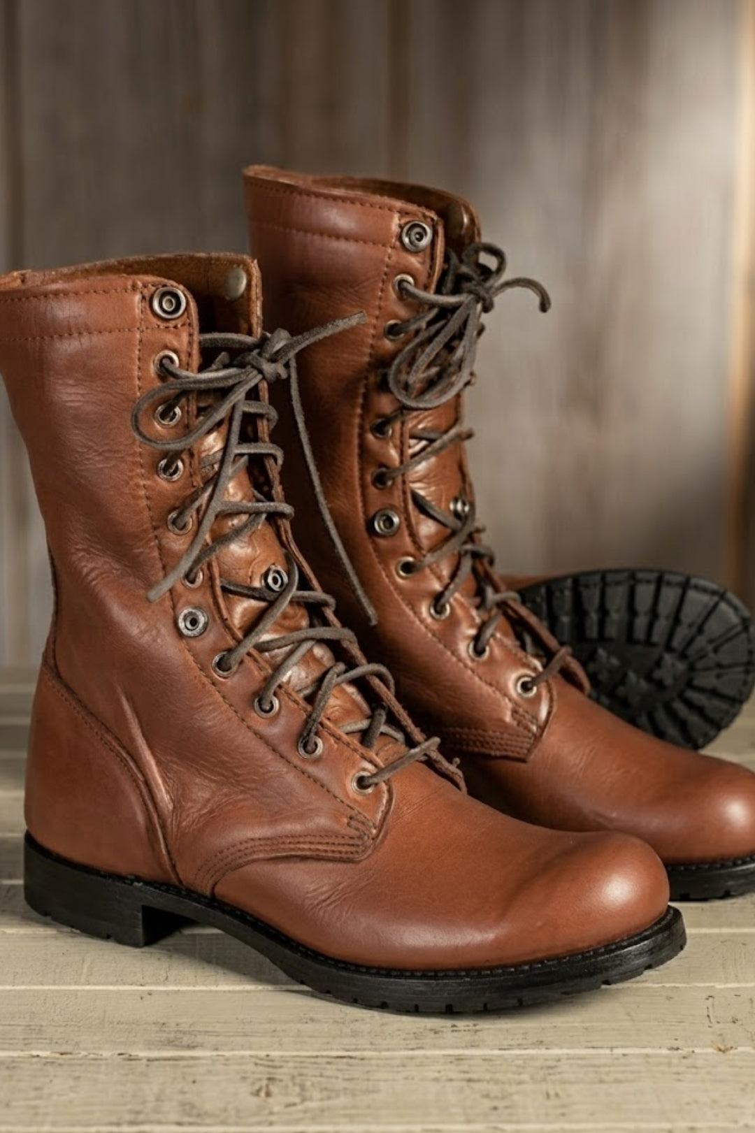 Ankle Boots Women - Lace Up Combat Flat with Vintage Finish | Casual