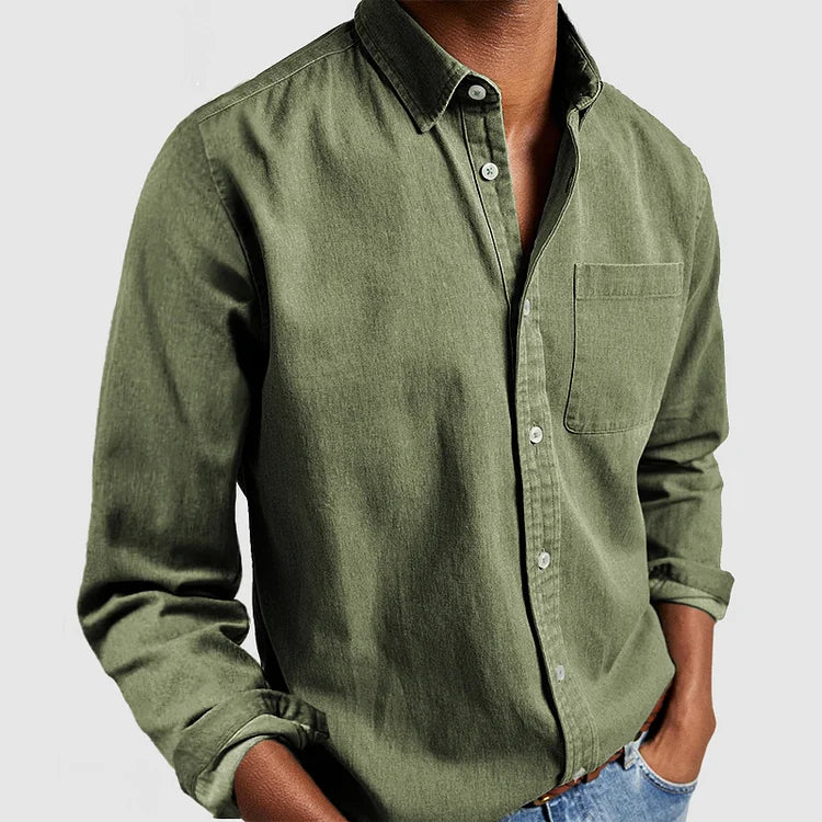 Oscar - Smart Men's Cotton Shirt with Tailored Fit and Chest Pocket
