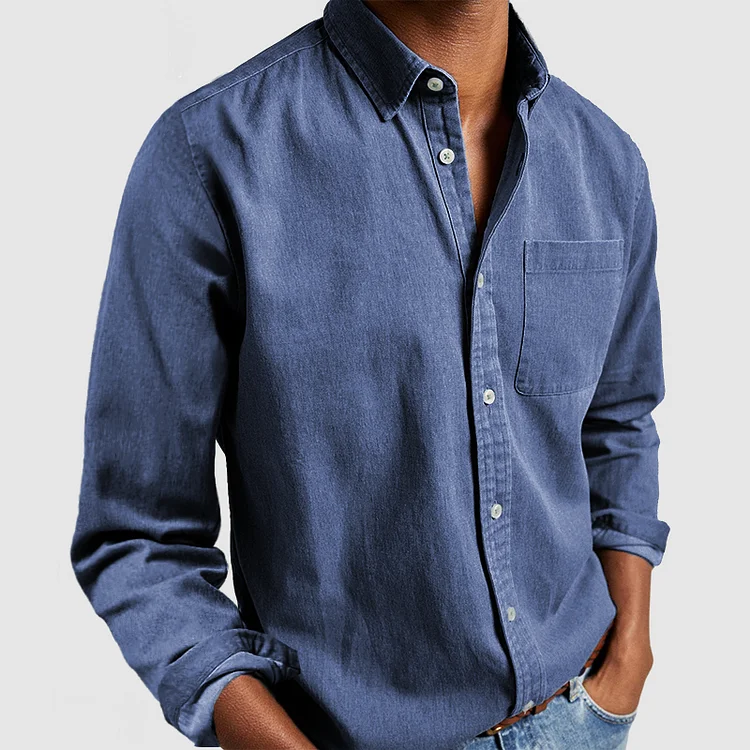 Oscar - Smart Men's Cotton Shirt with Tailored Fit and Chest Pocket