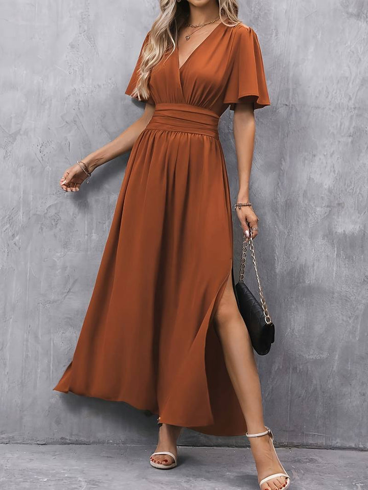 Penelope - Elegant Women's Summer Maxi Dress with Flutter Sleeves and High