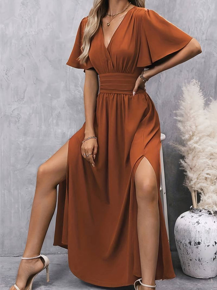 Penelope - Elegant Women's Summer Maxi Dress with Flutter Sleeves and High