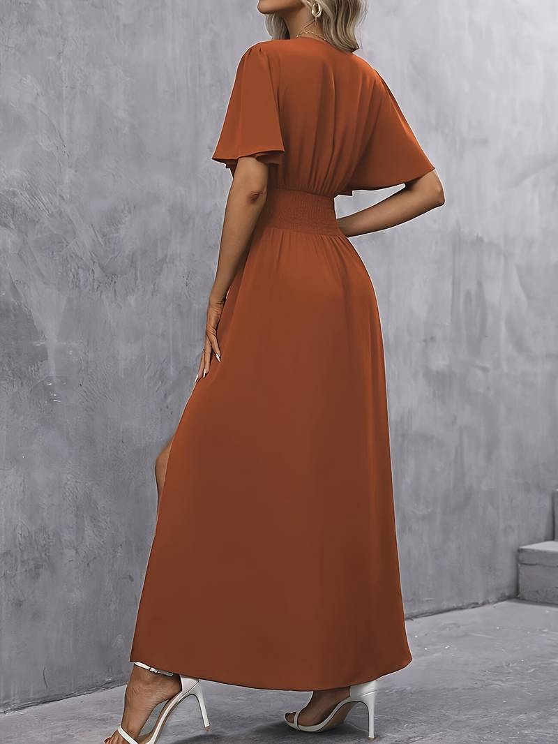 Penelope - Elegant Women's Summer Maxi Dress with Flutter Sleeves and High