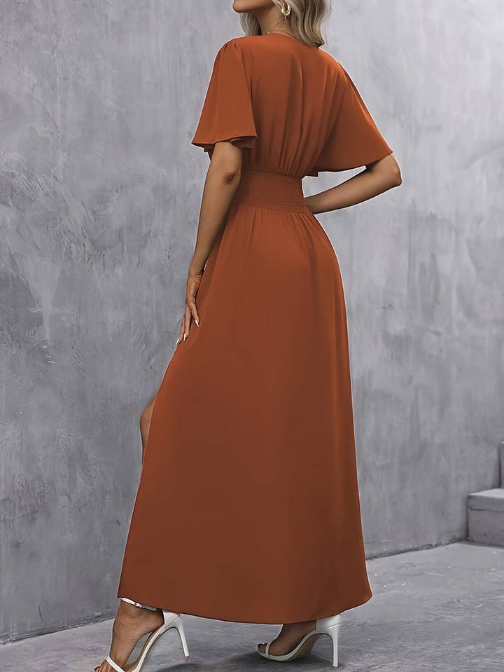 Penelope - Elegant Women's Summer Maxi Dress with Flutter Sleeves and High