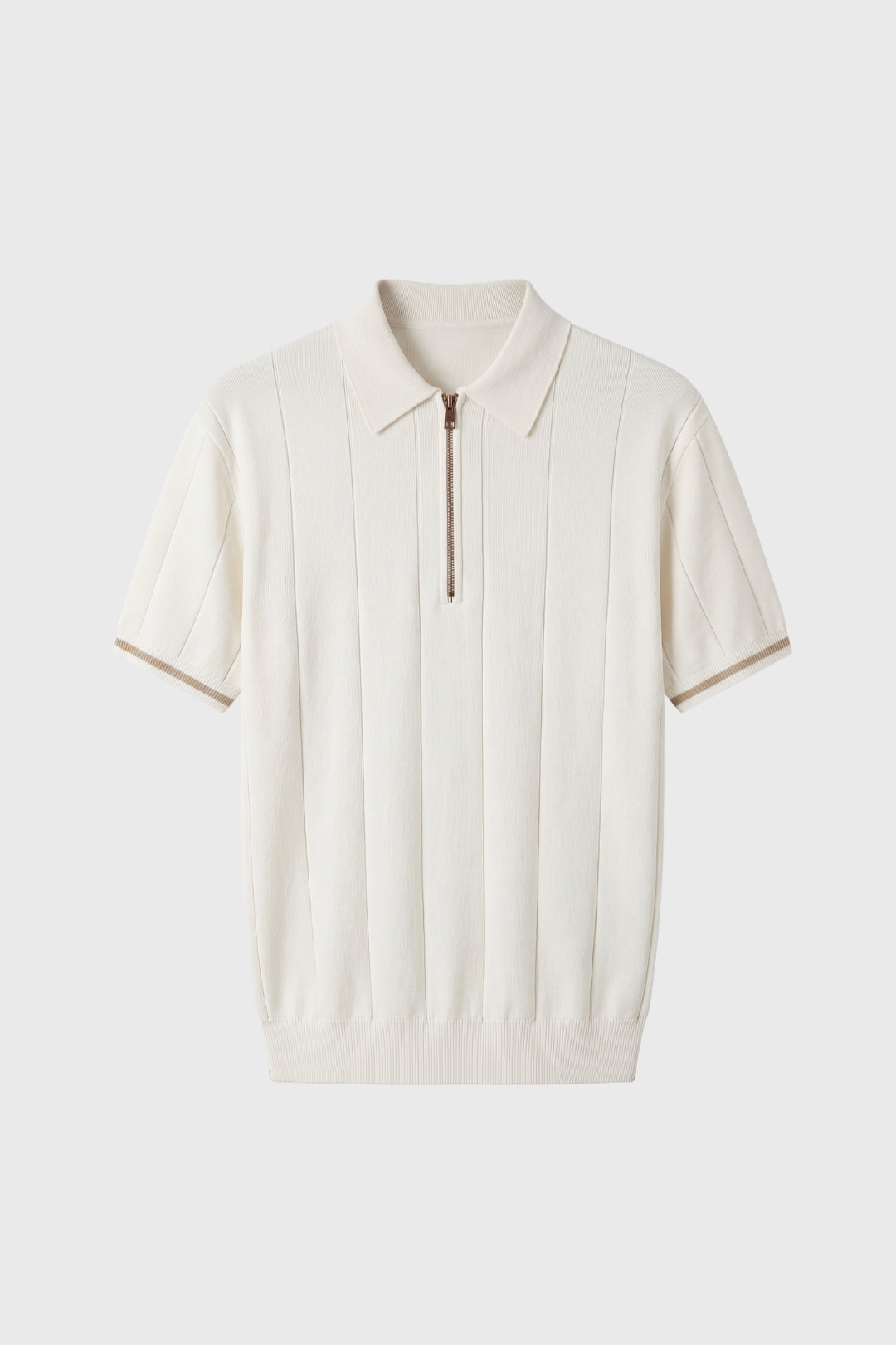 Polo Shirt Men - Half Zip Short Sleeve Ribbed Knit | Smart Casual