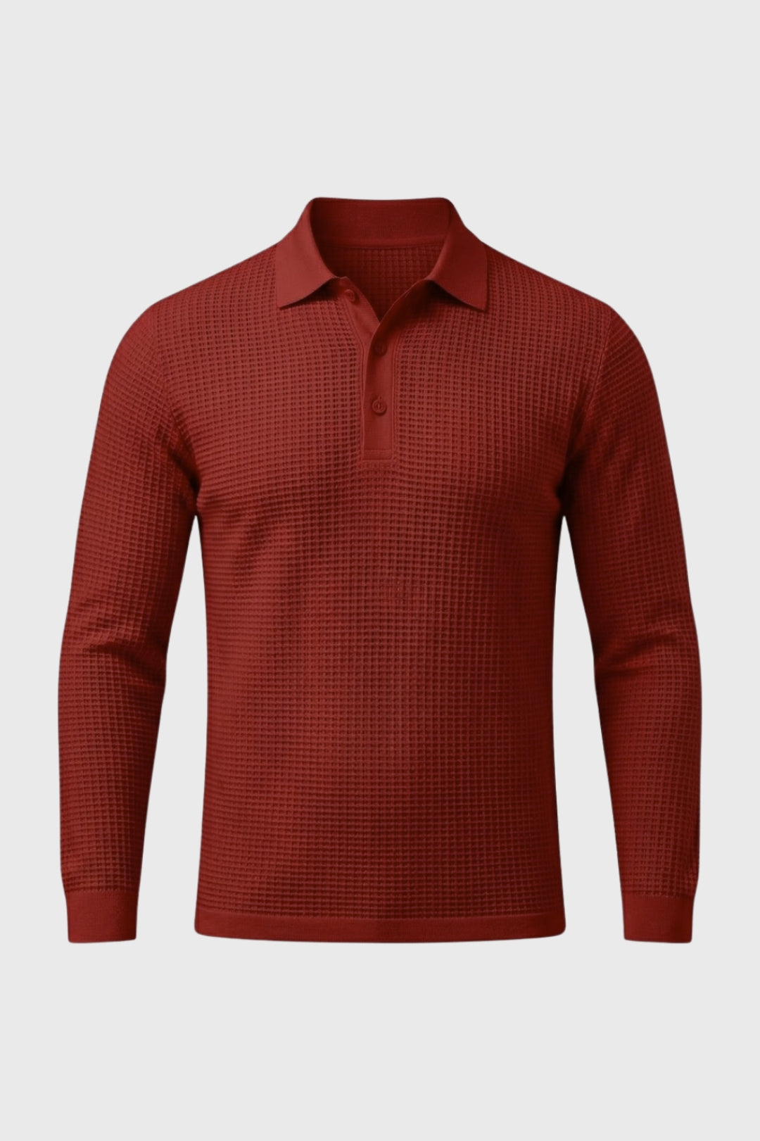 Polo Shirt Men - Knitted Long Sleeve with Textured Pattern | Casual