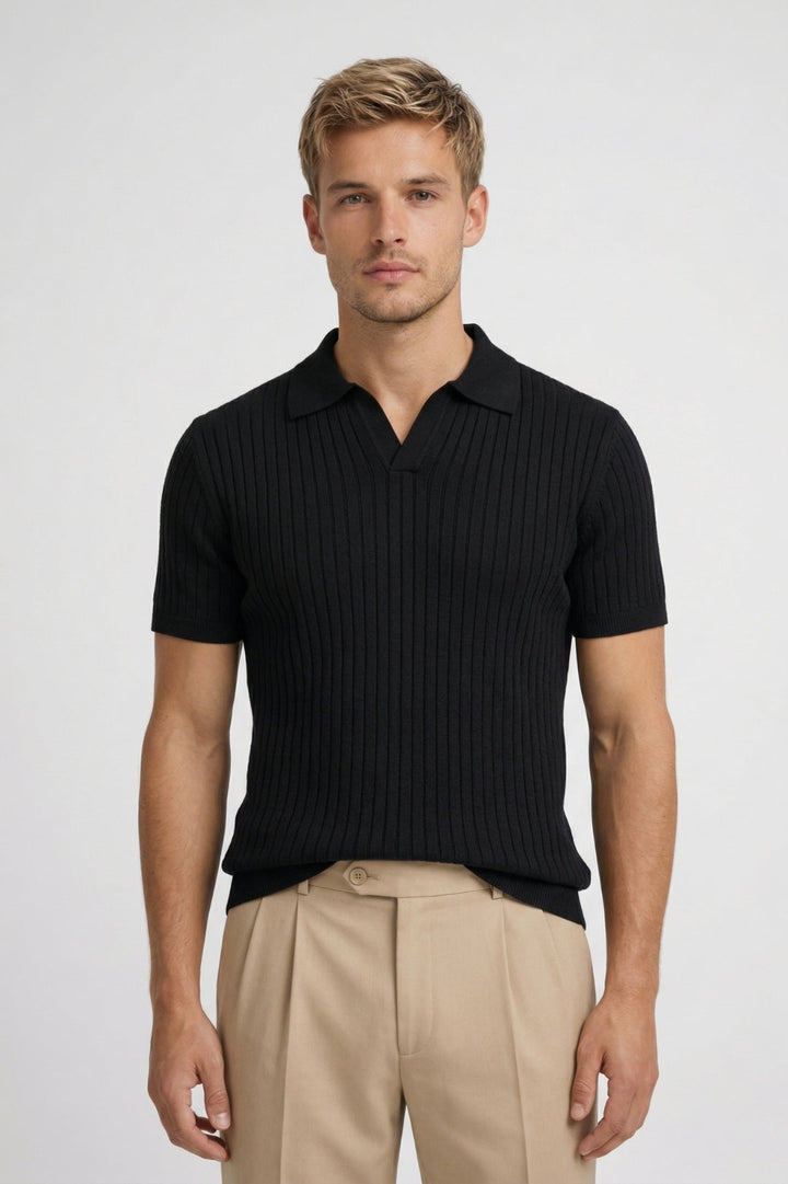 Polo Shirt Men - Knitted Short Sleeve with Open Collar | Casual