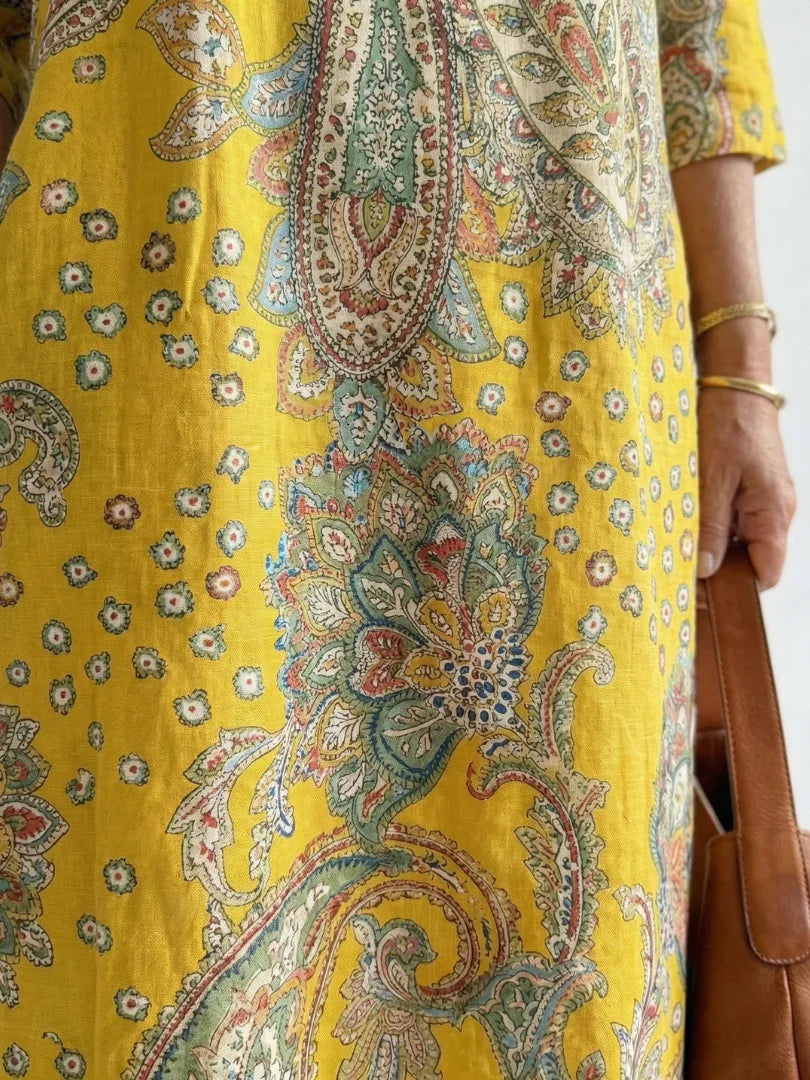 Poppy - Boho Plus Size Maxi Dress for Women with V-Neck and Three-Quarter Sleeves
