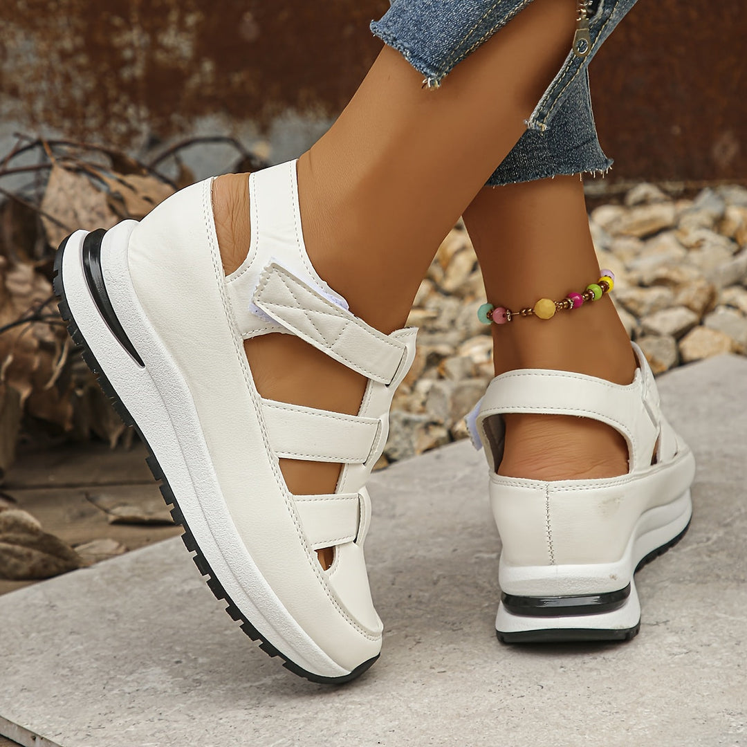 Poppy - Casual Women's Orthopedic Platform Sandals with Cut-Out Upper and Velcro Closure