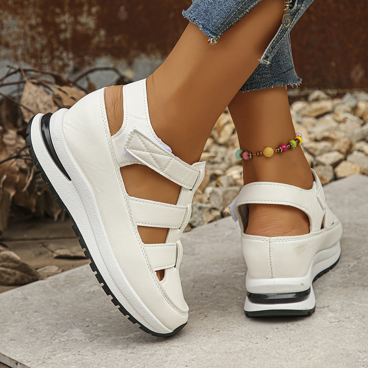Poppy - Casual Women's Orthopedic Platform Sandals with Cut-Out Upper and Velcro Closure