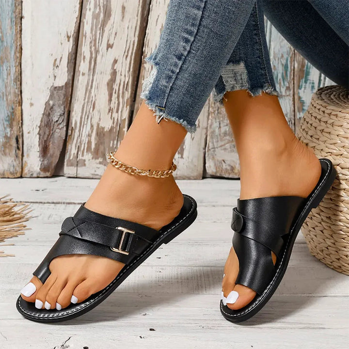 Poppy - Casual Women's Orthopedic Sandals with Toe Loop and Buckle Strap