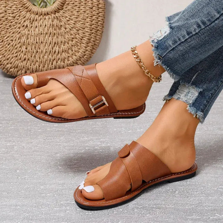Poppy - Casual Women's Orthopedic Sandals with Toe Loop and Buckle Strap