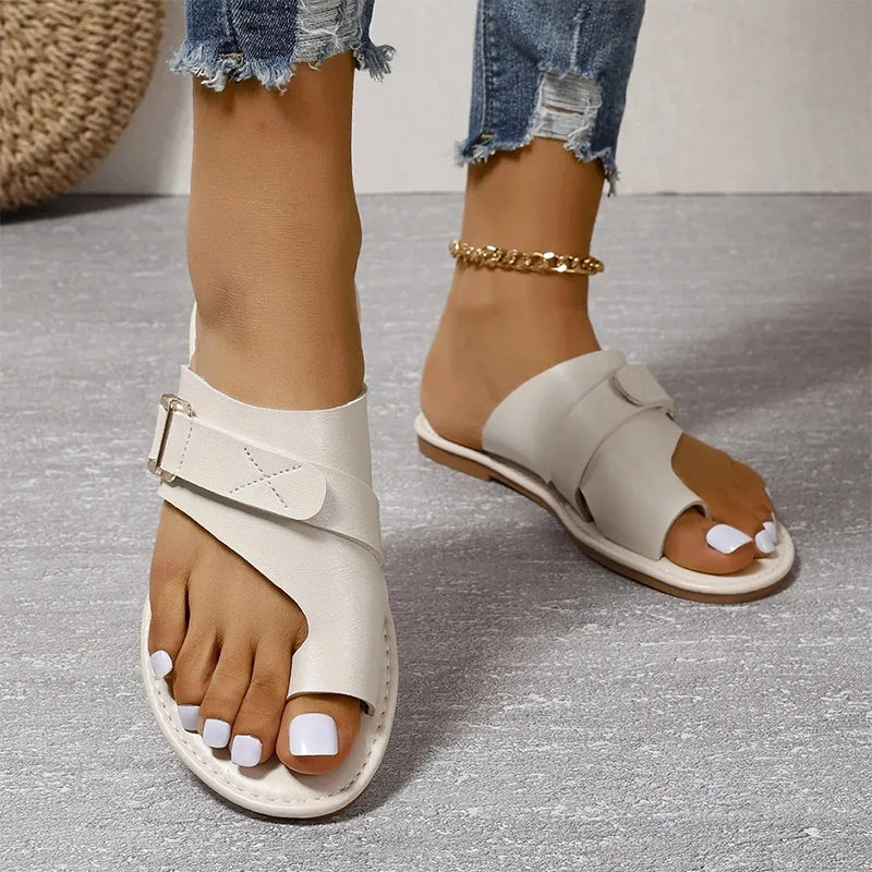 Poppy - Casual Women's Orthopedic Sandals with Toe Loop and Buckle Strap