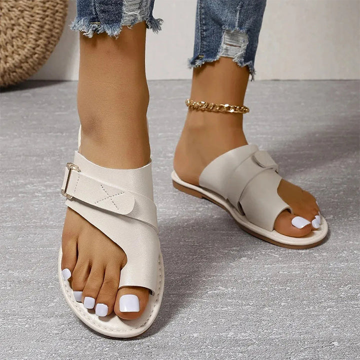 Poppy - Casual Women's Orthopedic Sandals with Toe Loop and Buckle Strap