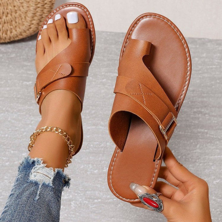 Poppy - Casual Women's Orthopedic Sandals with Toe Loop and Buckle Strap