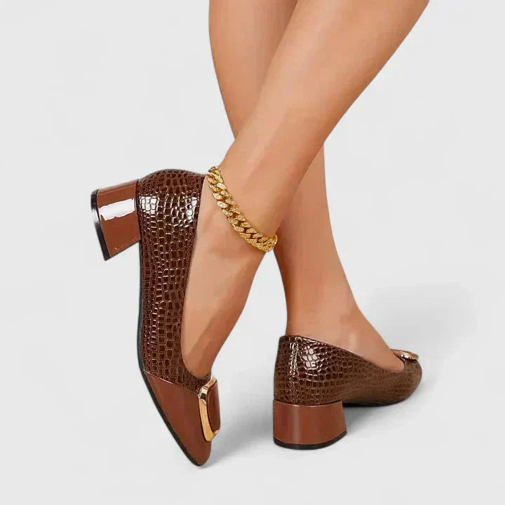 Poppy - Elegant Women's Orthopedic Loafers with Block Heel and Buckle Detail