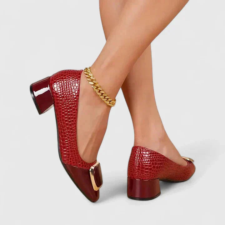 Poppy - Elegant Women's Orthopedic Loafers with Block Heel and Buckle Detail